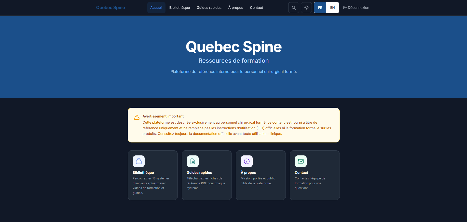 Québec Spine — plateforme numérique